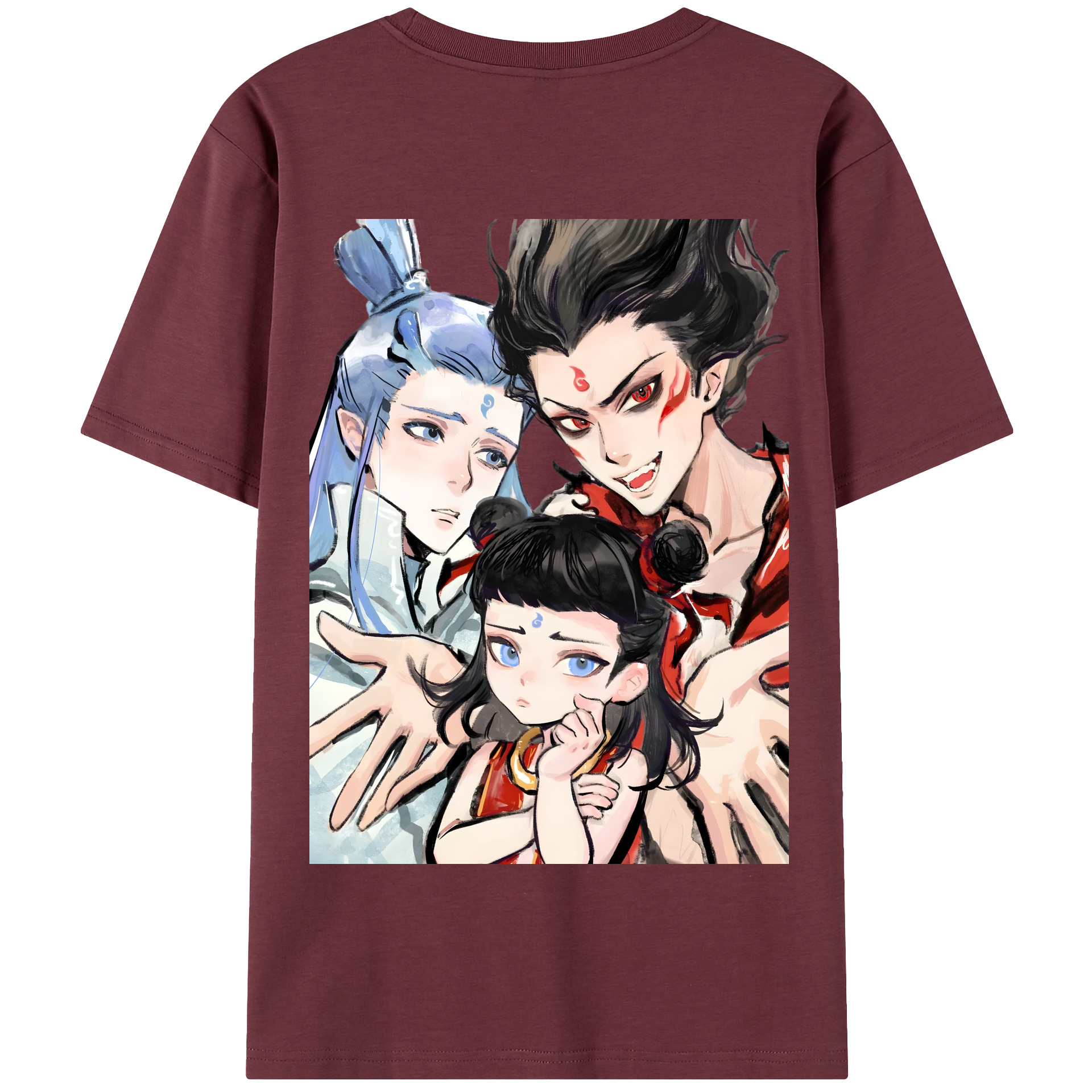 （画像用） Ne Zha 2 ナタ 魔童の大暴れ 綿100％半袖Tシャツ（背面プリント）